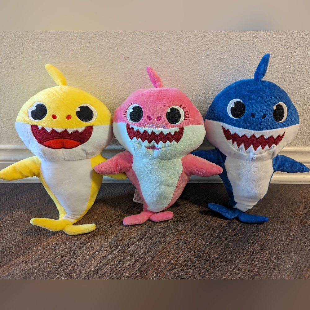 Baby Mommy and Daddy Shark Plushies